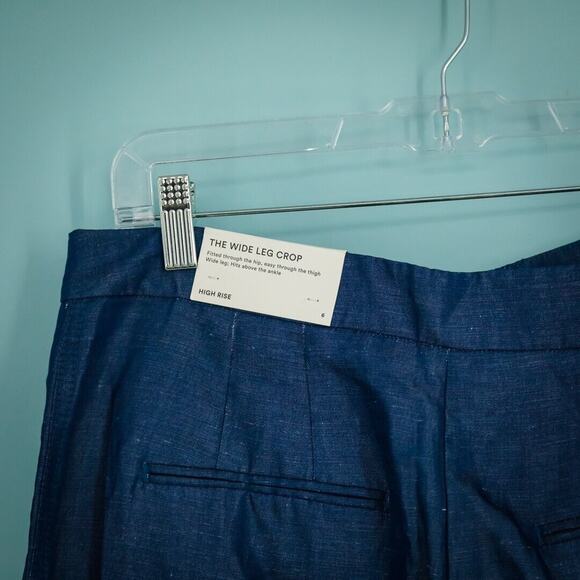 Ann Taylor Size 6 Blue Chambray Wide Leg Crop Cropped High Rise Pants NEW - Picture 4 of 8